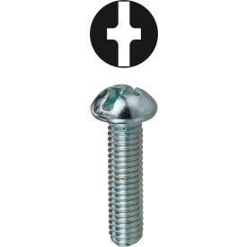 Round Head Machine Screw, Phillips/Slotted, #10-32 x 3/4", 100 Pack
