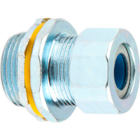 Strain Relief Connector, Steel, 1/2" Dia., Blue Grommet