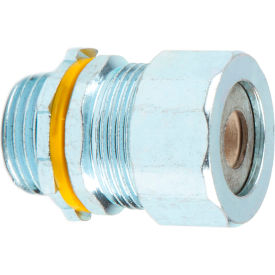 Strain Relief Connector, Steel, 1/2" Dia., White Grommet
