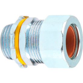Strain Relief Connector, Steel, 1/2" Dia., Brown Grommet
