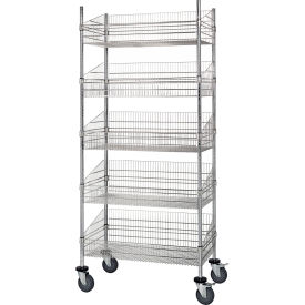 5 Shelf, Chrome Basket Wire Shelving Unit, Starter, 60"L x 18"W x 80"H