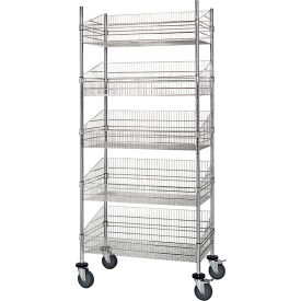 5 Shelf, Chrome Basket Wire Shelving Unit, Starter, 24"L x 18"W x 80"H