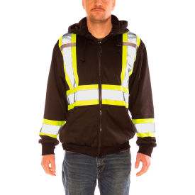 Hi-Vis Hooded Sweatshirt, Type O, ANSI Class 2, 3XL, Black/Fluorescent Yellow