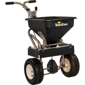 Push Spreader with 13" x 5" Pneumatic Wheels, 70 lb. Capacity, Black