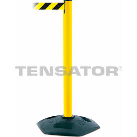 Heavy Duty Retractable Belt Barrier, 13' Black/Yellow Belt, 38" Yellow Post