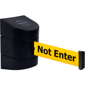 Magnetic Wall Mount Retractable Belt Barrier, 24' Yellow "Caution" Belt, Black Case