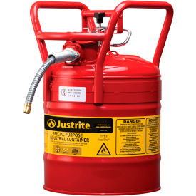 Accuflow DOT Transport Safety Can For Flammable Liquids, 5/8" Metal Hose, 5 Gal. Cap., Red