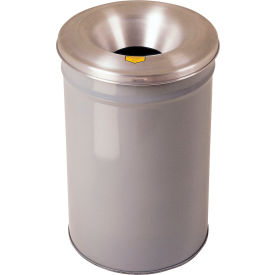 Cease Fire Round Waste Receptacle with Aluminum Head, 30 Gallon Capacity, Gray