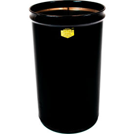 Cease Fire Round Waste Receptacle, Steel, 55 Gallon Capacity, Black