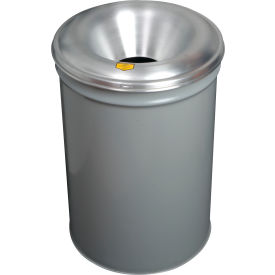 Cease Fire Round Waste Receptacle with Aluminum Head, 55 Gallon Capacity, Gray