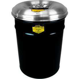 Cease Fire Round Waste Receptacle with Aluminum Head & Grill Guard, 6 Gal. Cap, Black