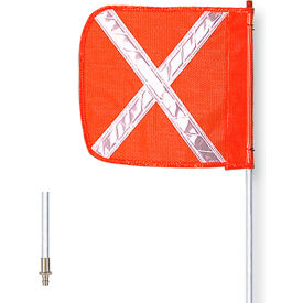 5' Quick Disconnect Warning Whip w/o Light, 12" x 12", Orange w/ White X Square Flag