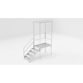 Fortress OSHA Stair w/ Platform & Canopy, 108"L x 40-13/16"W, 29"- 42-1/2"H Adj, Pack of 2