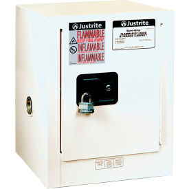 Flammable Cabinet, Self Close Single Door, 4 Gallon Cap., 17"W x 17"D x 22"H, White