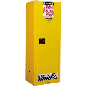 Flammable Cabinet, Manual Close Single Door, 22 Gal. Cap., 23-1/4"W x 18"D x 65"H, Yellow