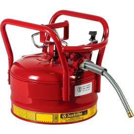 Accuflow DOT Transport Safety Can For Flammable Liquids, 5/8" Metal Hose, 2.5 Gal. Cap, Red
