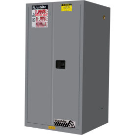 Flammable Cabinet, Manual Close Double Door, 60 Gal. Cap., 34"W x 34"D x 65"H, Gray