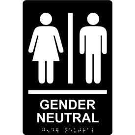 AccuformNMC ADA Braille Sign, Gender Neutral, 6"W x 9"H, Black