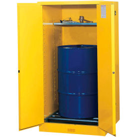 Drum Safety Cabinet with Rollers, Self Close Double Door, 55 Gal. Capacity, 34"W x 34"D x 65"H