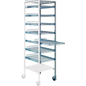 Partition Store Double Bay Cart, Wire Baskets & Shelves, 44"L x 29-1/2"W x 74-1/2"H, Chrome