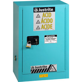 Sure-Grip 12 Gal., Acid Cabinet, Self-Close, 1 Door, 23-1/4"W x 18"D x 35"H, Blue