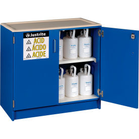 24 Gal. Acid Cabinet, Manual Close, 2 Door, 36"W x 22"D x 35-3/4"H, Blue