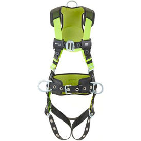 Construction Comfort Harness with Front D-Ring, Tongue Buckle, S/M, Green