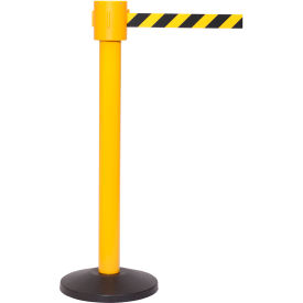 SafetyPro 335 Belt Barrier, 40" Yellow Post, 35' Yellow/Black Stripe Belt