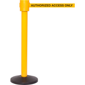Authorized Access Only Belt Barrier, 40" Post, 35' Yellow/Blk