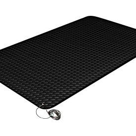 Electrically Conductive Floor Mat, 9/16" Thick, 3' x 75', Black/Yellow