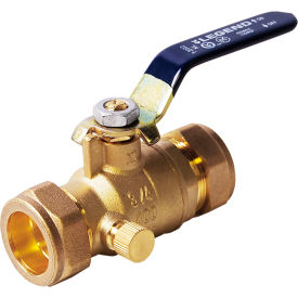 Legend Valve Full Port Compression Ball Valve with Drain, LF Brass, 1/2" Comp x 1/2" Comp