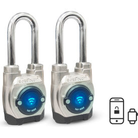 5th Generation Smart Padlock, Long Shackle, Satin Silver, Pack of 2