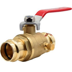 Legend Valve Full Port Press Ball Valve with Drain, No Lead Forged Brass, 3/4" Size