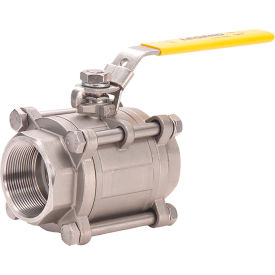 T-717 3-Piece Full Port Ball Valve, Stainless Steel, 1/2" Threaded