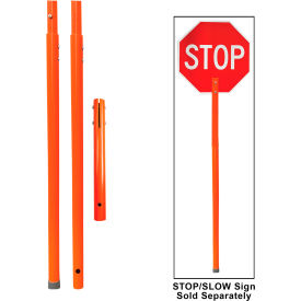Plasticade PVC Flagger Pole For STOP/SLOW Signs, Spring button, 72" Post Height, Orange