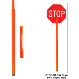PVC Flagger Pole For STOP/SLOW Signs, Spring button, 72" Pole Height, Orange