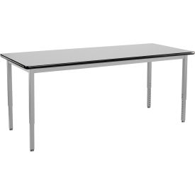 Heavy Duty Table, Adjustable Height, HPL Top, 72"L x 30"W x 22-1/4"-37-1/4"H, Gray