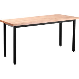 Heavy Duty Table, Standard Height, Butcherblock Top, 72"L x 30"W x 30"H, Maple/Black Frame