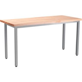 Heavy Duty Table, Standard Height, Butcherblock Top, 72"L x 30"W x 30"H, Maple/Gray Frame