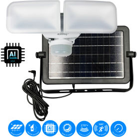 180-Degree Motion Activated LED Area Light with Dual Solar Panel, 10W, 1200 LM, White