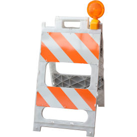 Type I Fold Flat Barricade, Diamond Grade Sheeting, 24"L x 12"W Panel, Orange/White