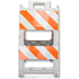 Plastx Type II Fold Flat Barricade, Engineer Grade Sheeting, 24"L x 12"W Panel, Orange/White