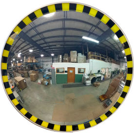 Round Acrylic Convex Mirror with Safety Border, Indoor, 32" Diameter, 180 Degree Viewing Angle