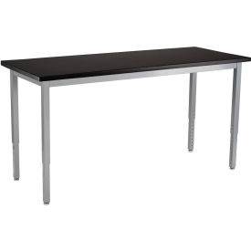 Adjustable Height Science Lab Table, Chemical Resistant Top, 72"L x 30"W, Height: 22-1/4" - 37-1/4", Color: Black/Gray