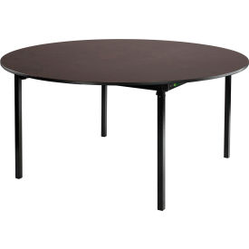 Max Seating Round Folding Table, 60"L x 60"W, Montana Walnut