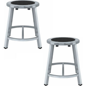 Titan Shop Stool with Footrest, Steel Seat, 18"H, Black, Pack of 2