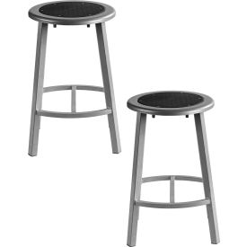 Titan Shop Stool with Footrest, Steel Seat, 24"H, Black, Pack of 2