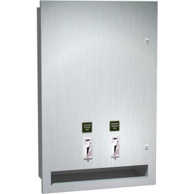 Recessed Sanitary Napkin and Tampon Dispenser, Free Operation