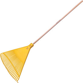 Professional Straight Leaf Rake, 26 Tine, 48"L Wood Handle, Yellow