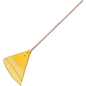 Professional Straight Leaf Rake, 22 Tine, 48"L Wood Handle, Yellow